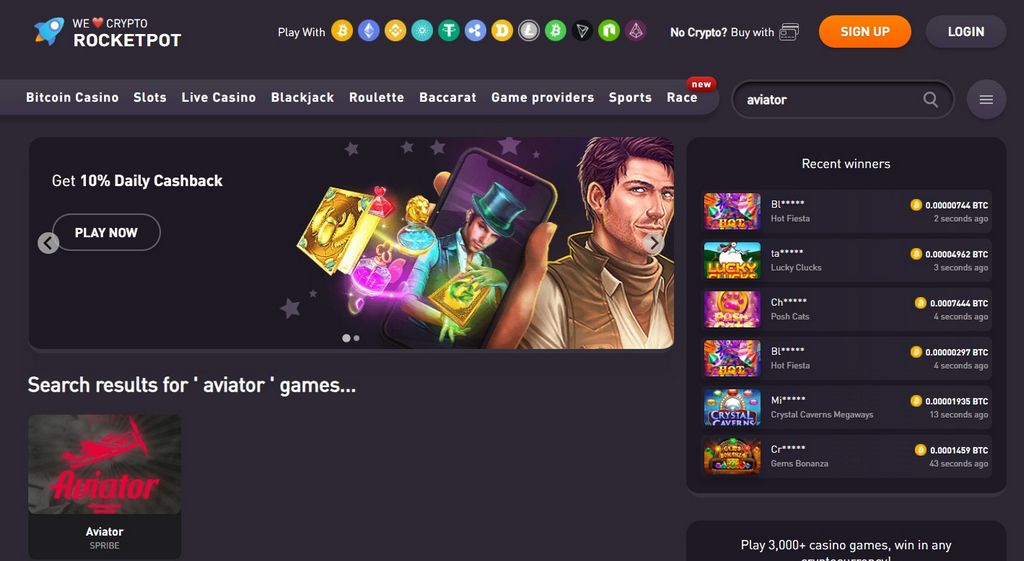 Valutazione del sito di Rocketpot Casino - Valutazioni di professionisti e giocatori 